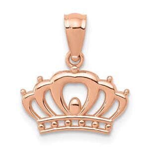 14k Rose Gold 13mm Polished Crown Pendant